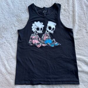 Black Simpsons Skeletons Tank Top